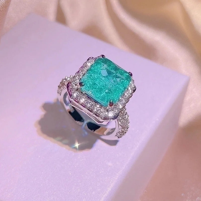 Elegant Minimalist Rectangle Titanium Steel Inlay Zircon Rings Earrings Necklace