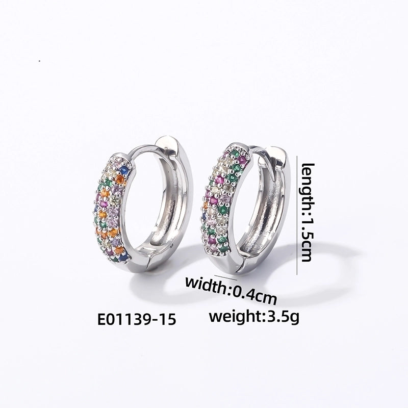 1 Pair Casual Modern Style Round Inlay Copper Zircon K Gold Plated Rhodium Plated Earrings
