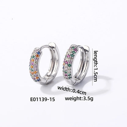 1 Pair Casual Modern Style Round Inlay Copper Zircon K Gold Plated Rhodium Plated Earrings