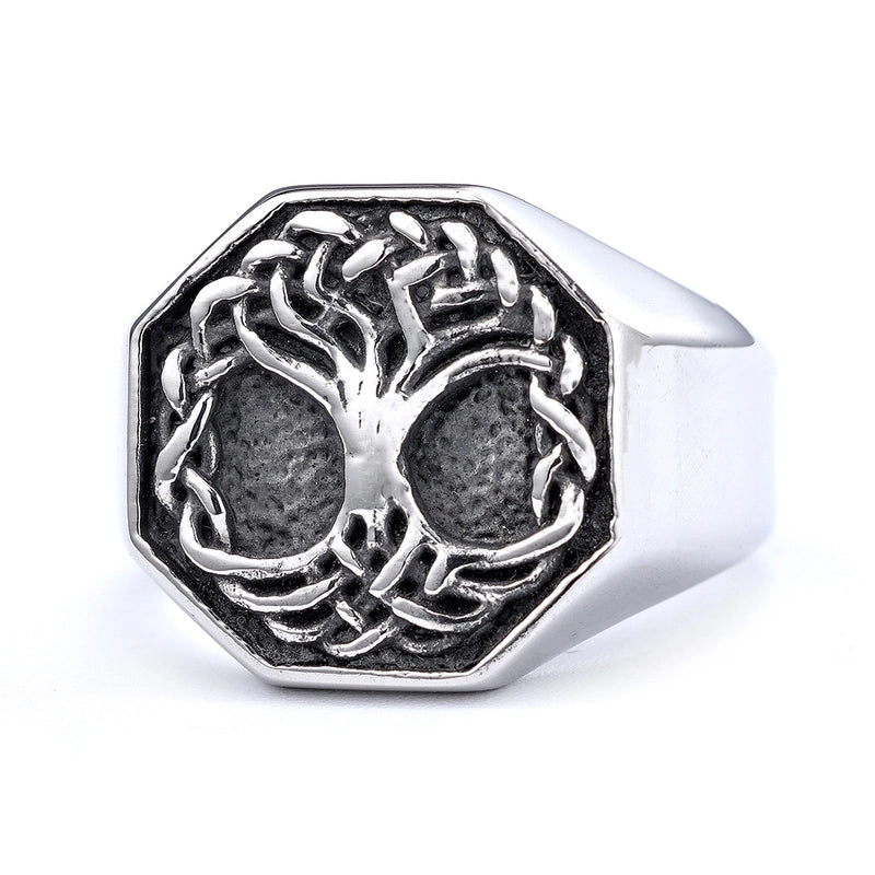 Punk Tree Skull 304 Stainless Steel Plating Halloween Men'S Rings