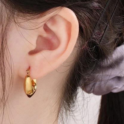 1 Pair Minimalist Geometric Titanium Steel 18K Gold Plated Hoop Earrings