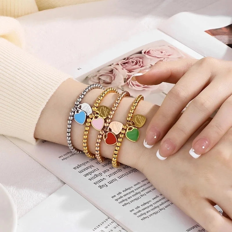 Minimalist Heart Shape 304 Stainless Steel 18K Gold Plated Jewelry Set