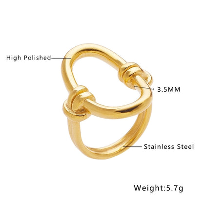 IG Style Minimalist Geometric Titanium Steel Pearl Zircon Inlay Rings