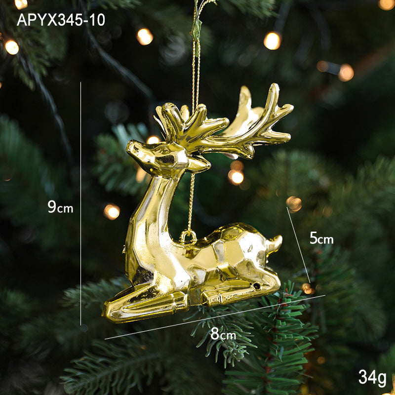 Christmas Gold Christmas Tree Ornaments Snowflake Crystal Shoes Reindeer Pendants Electroplated Accessories Pendants