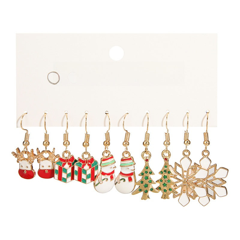 Christmas Earrings Red Bell Studs Candy Color Snowflake Studs Alloy Christmas Ear Accessories