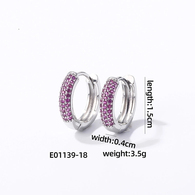 1 Pair Casual Modern Style Round Inlay Copper Zircon K Gold Plated Rhodium Plated Earrings