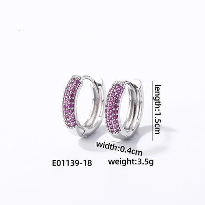 1 Pair Casual Modern Style Round Inlay Copper Zircon K Gold Plated Rhodium Plated Earrings