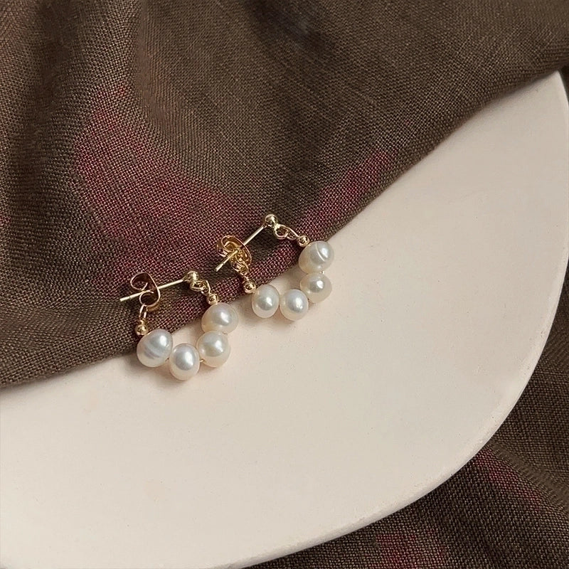 1 Pair Elegant Retro Geometric Freshwater Pearl Earrings