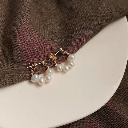 1 Pair Elegant Retro Geometric Freshwater Pearl Earrings