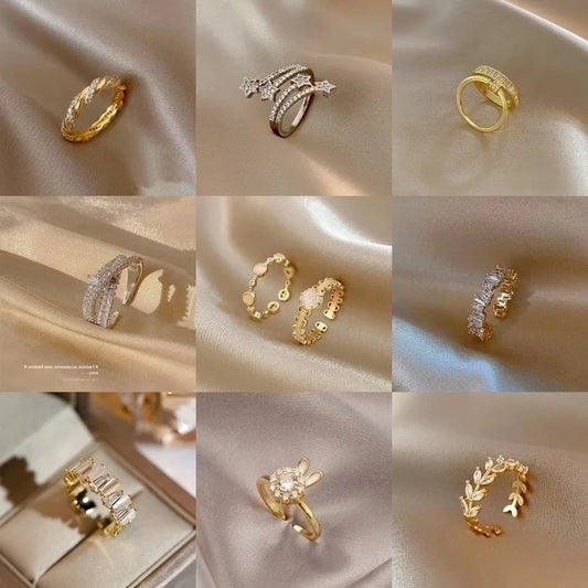 Elegant Lady Heart Shape Crown Flower Copper Inlay Artificial Pearls Zircon Open Rings