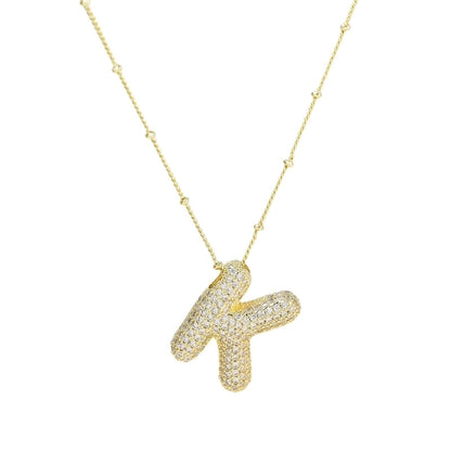 Casual Minimalist Letter Brass Plating Zircon Pendant Necklace 1 Piece