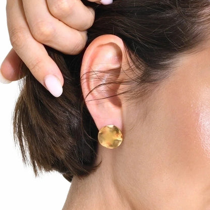 1 Pair INS Style Oval Plating 304 Stainless Steel 18K Gold Plated Ear Studs