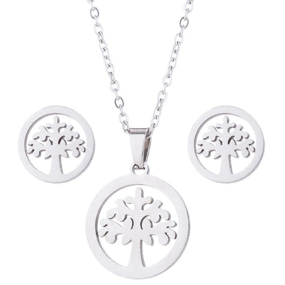 Fashion Heart Shape Butterfly Elephant 201 Stainless Steel 18K Gold Plated Earrings Necklace