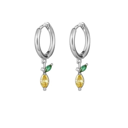 1 Pair Fashion Fruit Pineapple Watermelon Copper Inlaid Zircon Drop Earrings