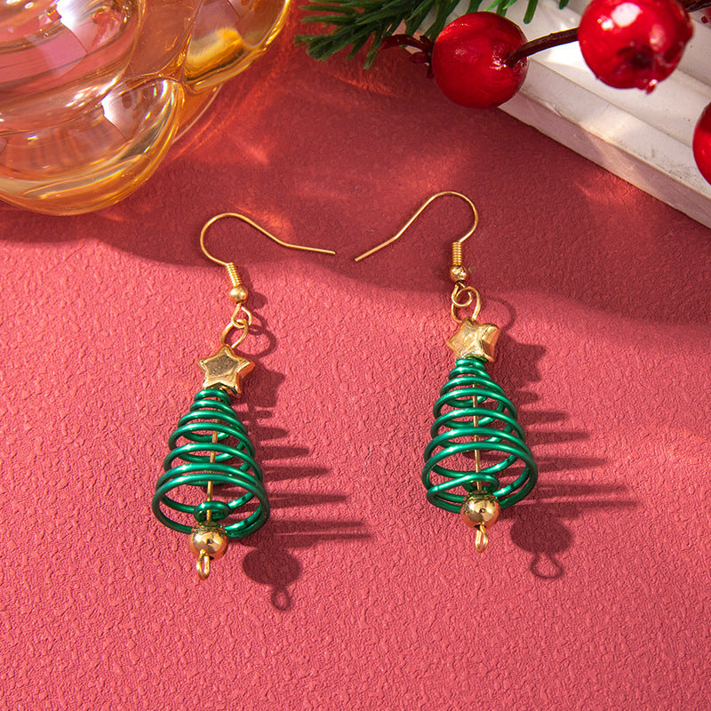 Christmas Earrings Red Bell Studs Candy Color Snowflake Studs Alloy Christmas Ear Accessories