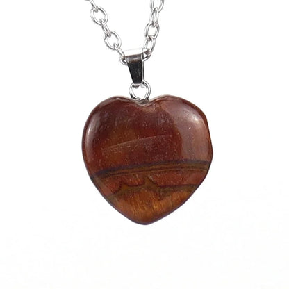 Minimalist Heart Shape Natural Stone Ferroalloy Knitting Pendant Necklace