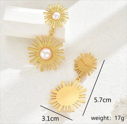 1 Pair Hawaiian Vacation Minimalist Geometric Inlay 201 Stainless Steel Plastic 18K Gold Plated Drop Earrings Ear Studs