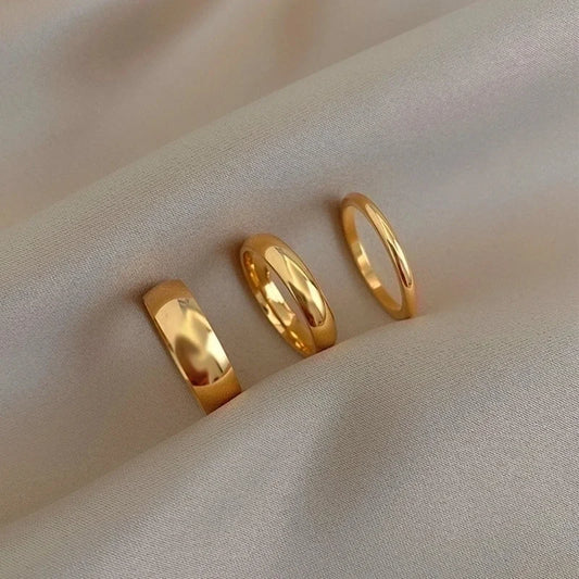 Minimalist Solid Color Titanium Steel 18K Gold Plated Plating Rings