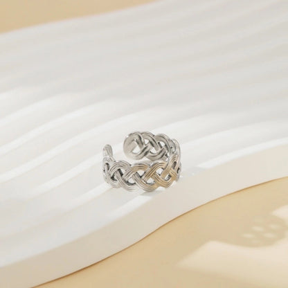 304 Stainless Steel 18K Gold Plated Modern Style Minimalist Geometric Solid Color Open Rings