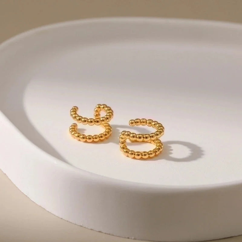 Retro Minimalist C Shape Copper Plating Inlay Zircon Ear Cuffs 1 Pair