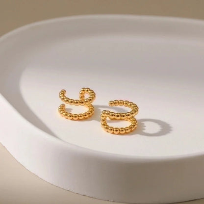 Retro Minimalist C Shape Copper Plating Inlay Zircon Ear Cuffs 1 Pair