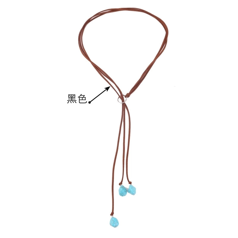 Ethnic Style Geometric Water Droplets Turquoise Metal Earrings Necklace