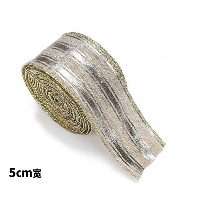 Christmas Ribbon Burlap Ribbon Christmas Atmosphere Ribbon Decoration Supplies Snowflake Bow Red Gold Edge Burlap Ribbon