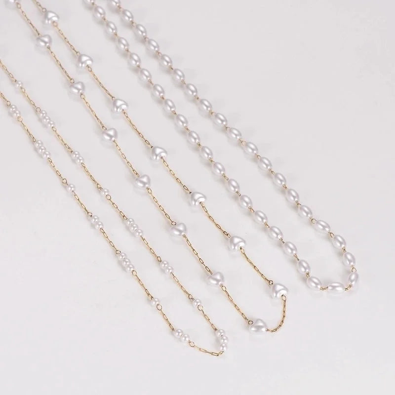 Casual Minimalist Round Heart Shape 304 Stainless Steel Artificial Pearl Necklace