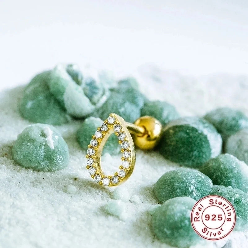 1 Piece Ear Cartilage Rings & Studs Fashion Flower 925 Sterling Silver Plating Inlay Zircon