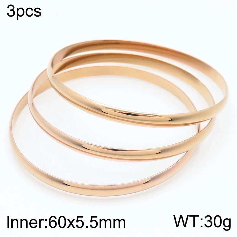 Minimalist Round Stainless Steel 18K Gold Plated Bangle In Bulk