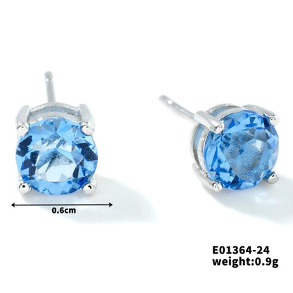 1 Pair Minimalist Geometric Plating Inlay Copper Glass K Gold Plated Rhodium Plated Ear Studs