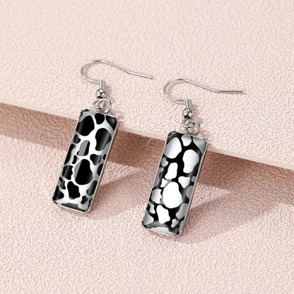 Leopard Earrings Zebra Earrings Dairy Grain Square Earrings Time Gemstone Rectangular Earrings