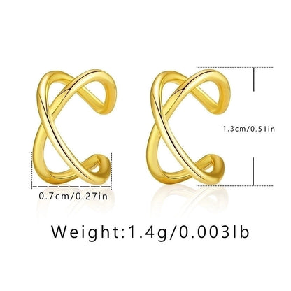 Retro Minimalist C Shape Copper Plating Inlay Zircon Ear Cuffs 1 Pair
