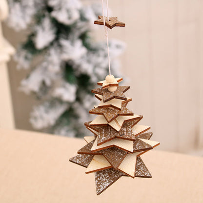 Christmas Wooden Bell Pendant Wind Chime Pendant Christmas Tree 3d Small Hanging Ornament Christmas Gift