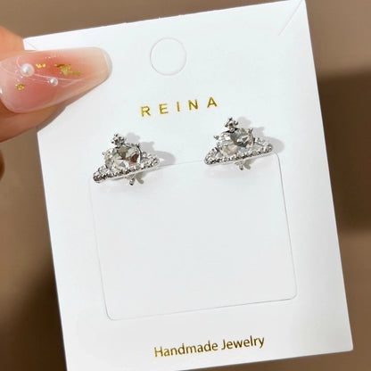 1 Pair Fashion Leaf Flower Bow Knot Imitation Pearl Alloy Rhinestones Earrings