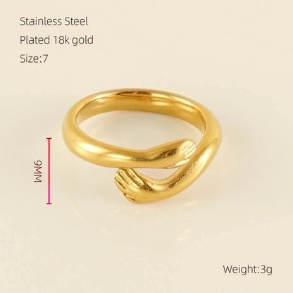 304 Stainless Steel 18K Gold Plated IG Style Plating Geometric Titanium Steel Open Ring