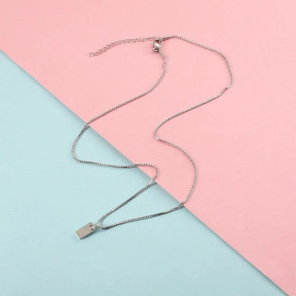 Minimalist Rectangle Titanium Steel Pendant Necklace