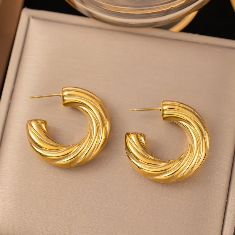 1 Pair Casual Minimalist Geometric Inlay Titanium Steel Pearl Zircon Ear Cuffs Earrings Ear Studs