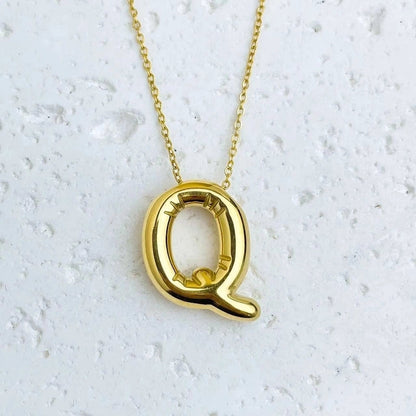 Fashion Balloon Letter Necklace Titanium Steel 26 English Letter Necklace 3D Three-Dimensional Gold Plating Non-Fading