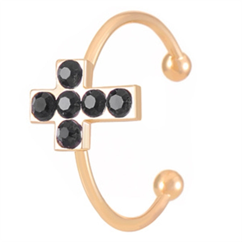 Copper Gold Plated Silver Plated Inlay Geometric Cross Zircon Open Rings