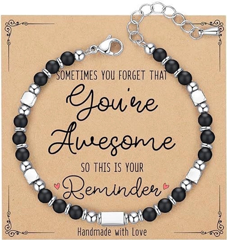 Minimalist Classic Style Round 304 Stainless Steel Natural Stone Bracelets In Bulk