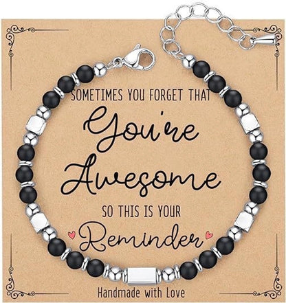 Minimalist Classic Style Round 304 Stainless Steel Natural Stone Bracelets In Bulk