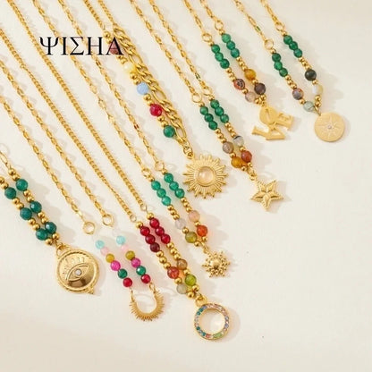 304 Stainless Steel 18K Gold Plated Casual Minimalist Cross Star Zircon Pendant Necklace