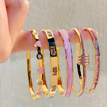 Casual Minimalist Classic Style Heart Shape 304 Stainless Steel Bangle In Bulk