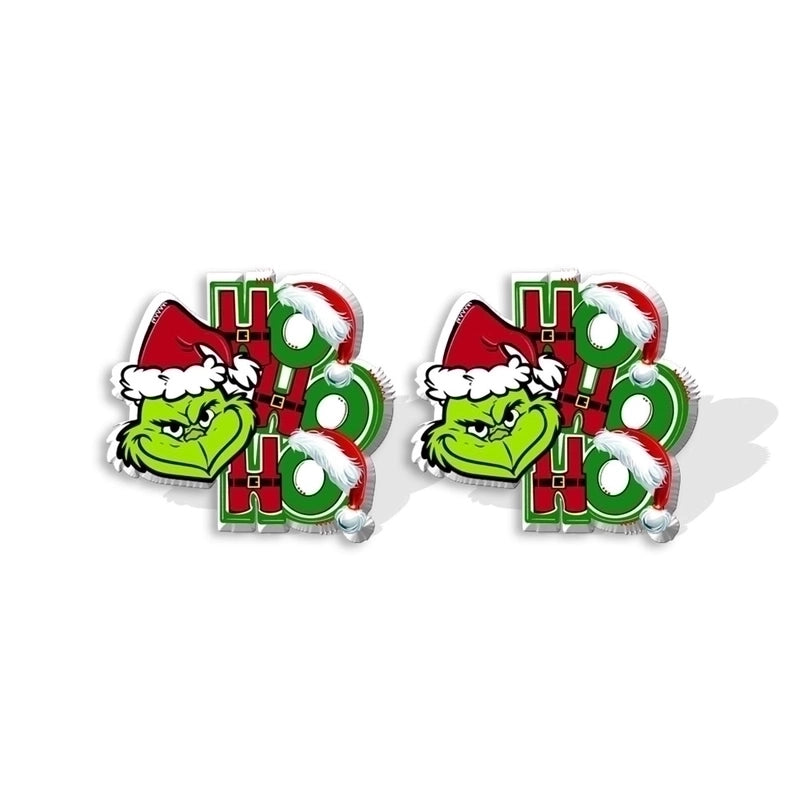 5 Pieces Cute Cartoon Christmas Hat Christmas Tree Arylic Epoxy Christmas Women's Earrings 1 Pair