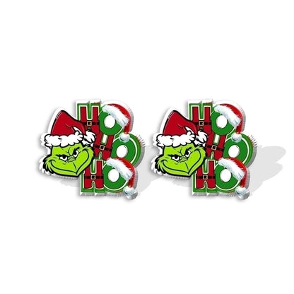 5 Pieces Cute Cartoon Christmas Hat Christmas Tree Arylic Epoxy Christmas Women's Earrings 1 Pair