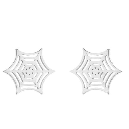 1 Pair Halloween Minimalist Spider Web Butterfly Notes Plating Hollow Out 304 Stainless Steel 18K Gold Plated Ear Studs