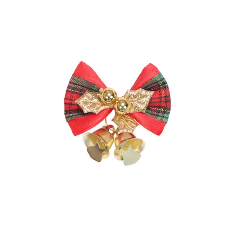 Factory Direct Christmas Bow With Iron Bell Decoration Christmas Wreath Mini Bow With Bell