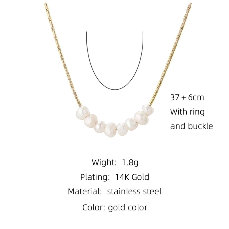 Fashion Round Flower 304 Stainless Steel 18K Gold Plated Pearl Plating Necklace