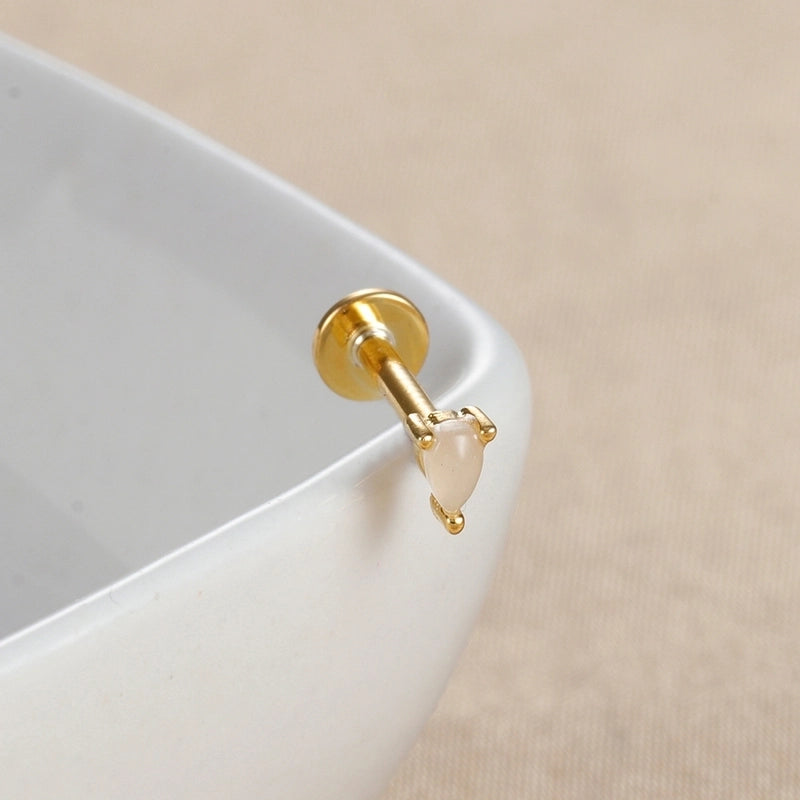 1 Piece Ear Cartilage Rings & Studs IG Style Minimalist Geometric Copper Inlay Gem Zircon Ear Cartilage Rings & Studs